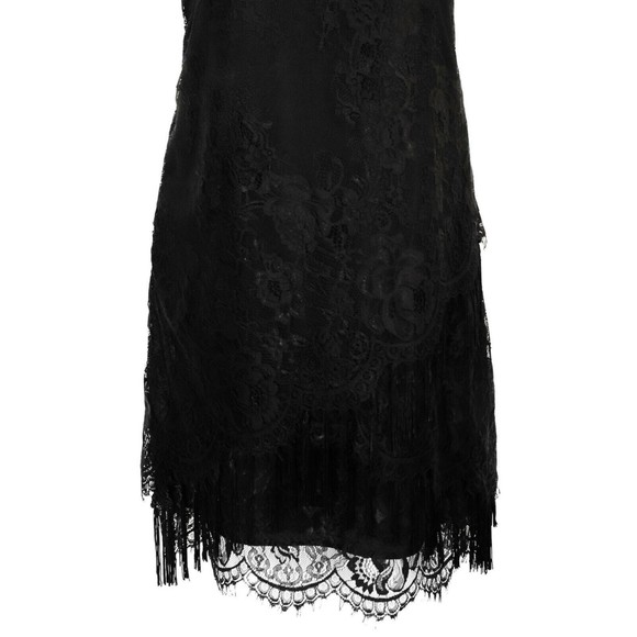 Sam Edelman Womens Bohemian Rhapsody Lace Dress Medium Fringe Flapper Black NEW - Picture 4 of 12